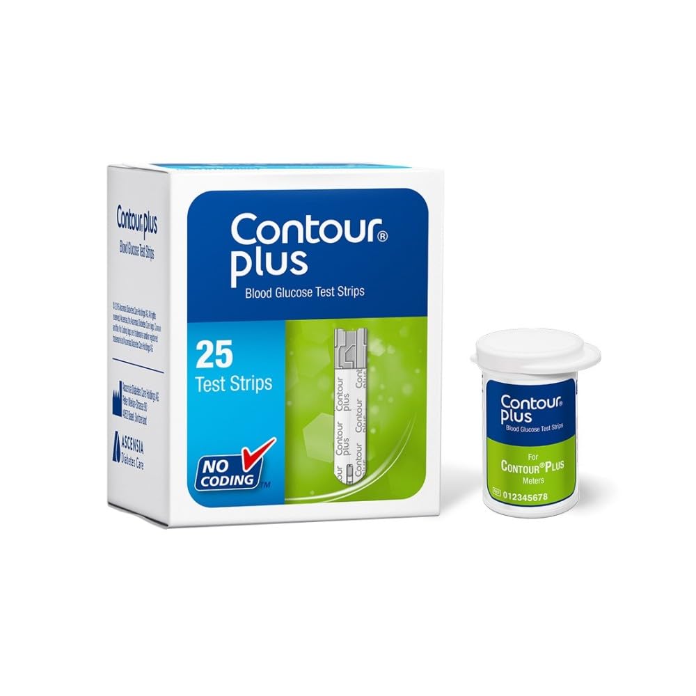 Contour Plus Blood Glucose Test Strip (25 Strips)  Contour Plus Glucometer 25 Test Strips Pack