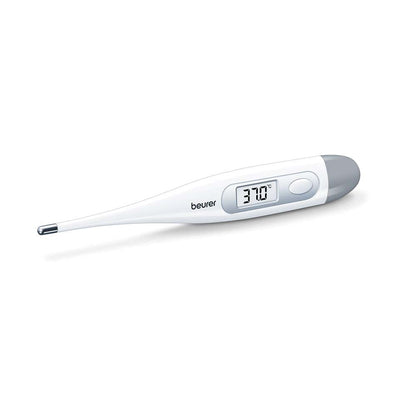 Beurer FT-09 Digital Oral Thermometer for Fever | High Accuracy | Digital Display | Water Resistance - Color White, Glass and Plastic